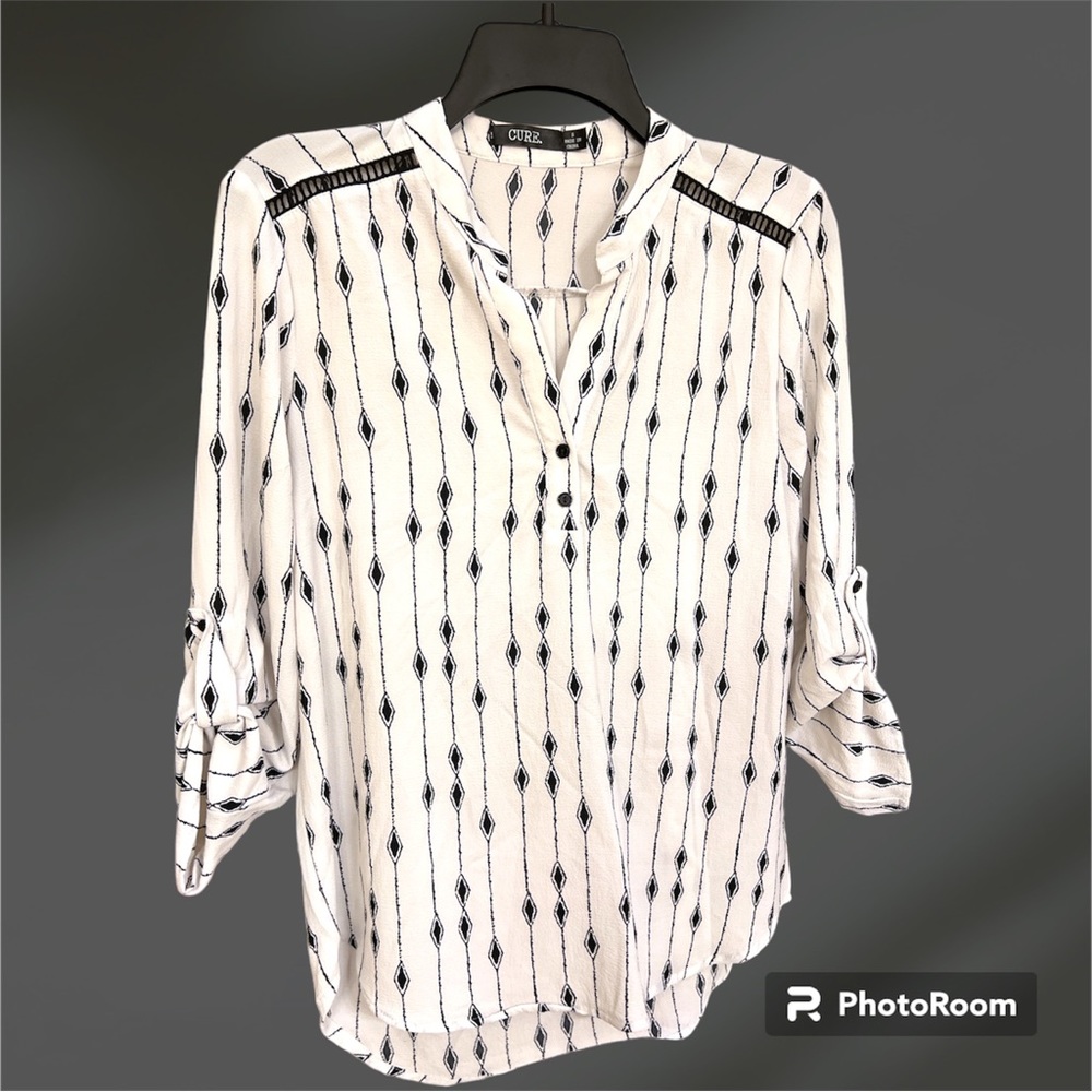 Black and White Striped Blouse Size Small